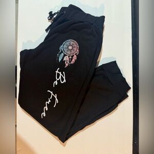 Hot Gal Black Joggers with Dreamcatcher Print